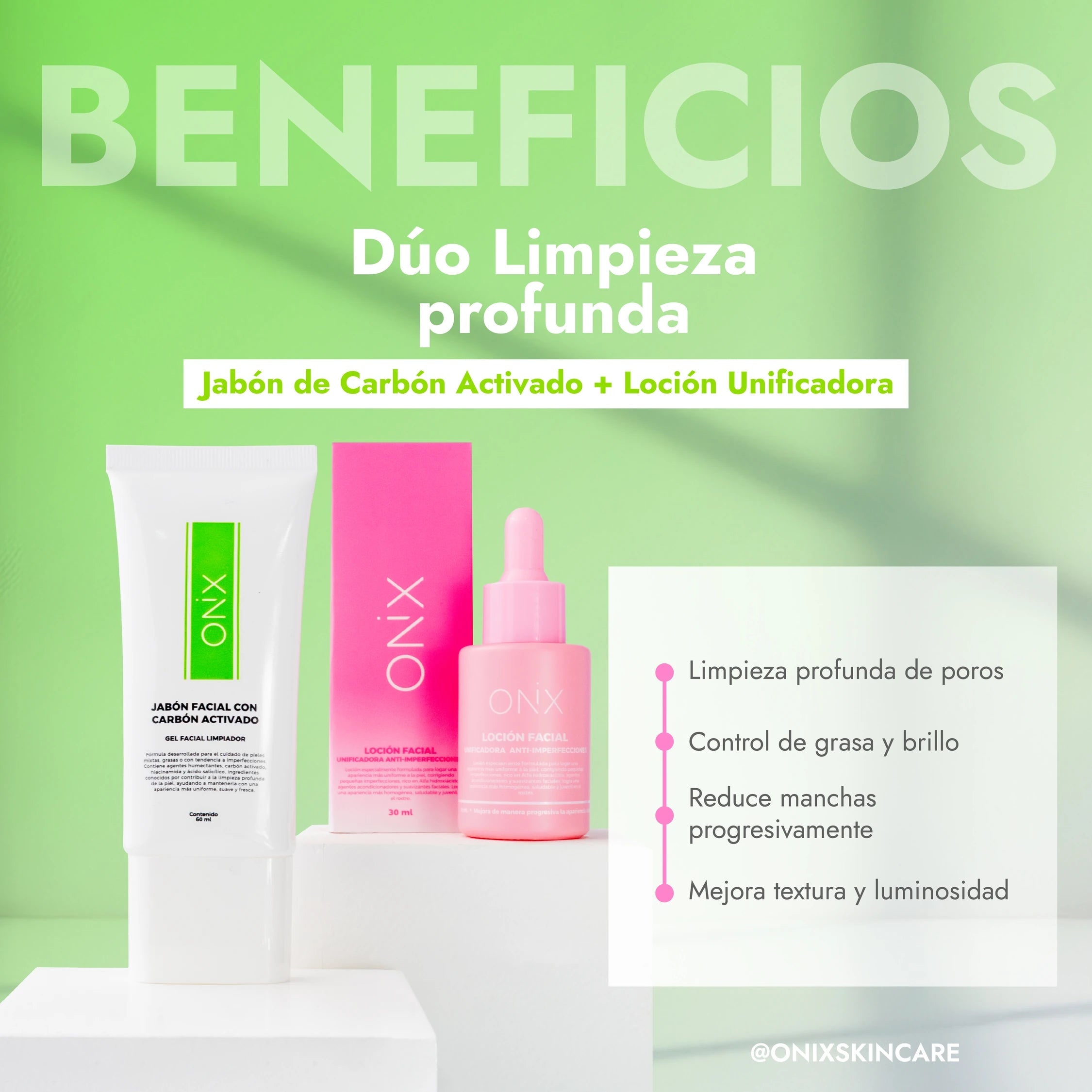 DÚO LIMPIEZA PROFUNDA | JABÓN CARBÓN ACTIVADO + LOCIÓN ANTI IMPERFECCIONES - Onix Skincare